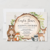 Invitation Couples baby shower boisé rustique sans sexe (Devant)