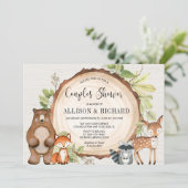 Invitation Couples baby shower boisé rustique sans sexe (Debout devant)