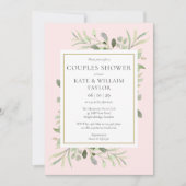 Invitation Couples Baby shower fille rose verdure (Devant)