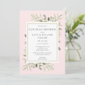 Invitation Couples Baby shower fille rose verdure (Debout devant)