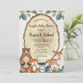 Invitation Couples baby shower genre neutre animal de forêt (Debout devant)