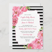 Invitation Couples Baby shower Invitation, rose noir floral (Devant)