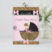 Invitation Couples Baby shower mignonne Blonde fille léopard  (Debout devant)