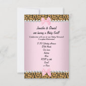 Invitation Couples Baby shower mignonne fille léopard rose (Dos)