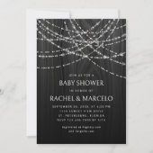 Invitation Couples Baby shower String éclats Noir Rustique (Devant)