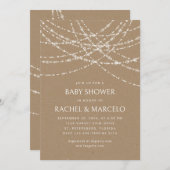 Invitation Couples Baby shower String Lumières Kraft (Devant / Derrière)
