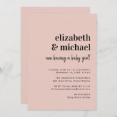 Invitation Couples Blush Moderne Minimal Bébé Fille Douche (Devant / Derrière)