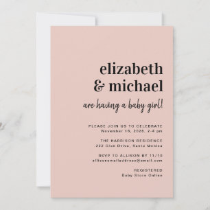 Invitation Couples Blush Moderne Minimal Bébé Fille Douche