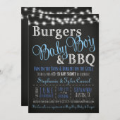 Invitation Couples Burger de lit bébé garçon BBQ Douche Invit (Devant / Derrière)