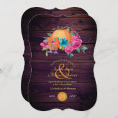 Invitation Couples Citrouilles rustiques Chute Fleurs d'aquar (Devant / Derrière)