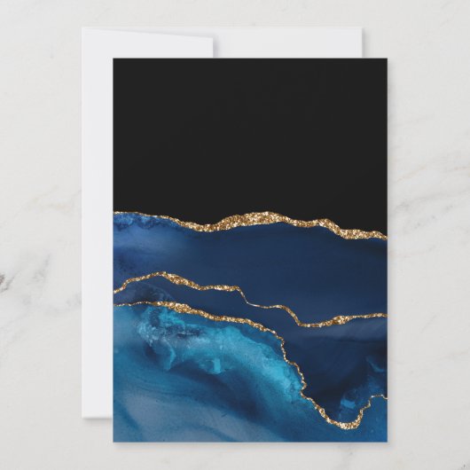 Invitation Couples d'agate de marine et d'or douche (Dos)