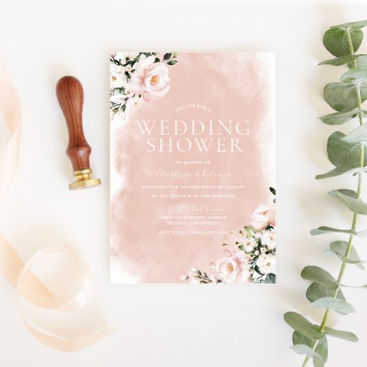 Invitation Couples d'aquarelle florale vierge Wedding shower