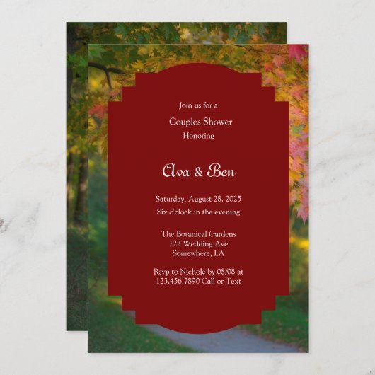 Invitation Couples d'automne colorés Douche (Devant / Derrière)