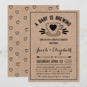 Invitation Couples de café rustique Baby shower bébé brassage