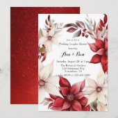 Invitation Couples de couronnes rouge et blanc Poinsettia Dou (Devant / Derrière)