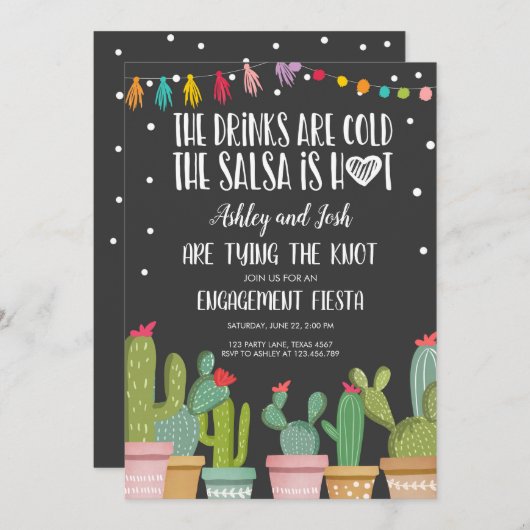 Invitation Couples de Fête de l'mariée d'invitation de Fiesta (Devant / Derrière)