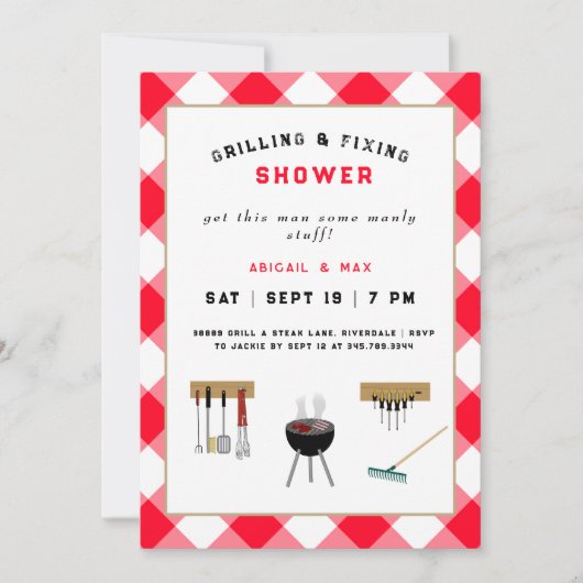 Invitation Couples de grillage et de fixation Wedding shower (Devant)