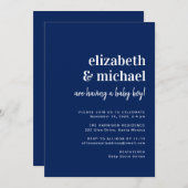 Invitation Couples de la marine moderne minimal bébé garçon d (Devant / Derrière)