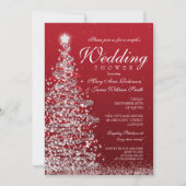 Invitation Couples de Noël Douche Rouge Argent (Devant)