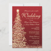 Invitation Couples de Noël Douche Rouge Or (Devant)