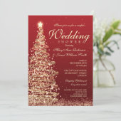 Invitation Couples de Noël Douche Rouge Or (Debout devant)