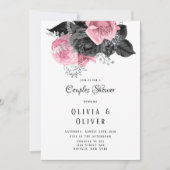 Invitation Couples d'encre couleur rose et noire de luxe avec (Devant)