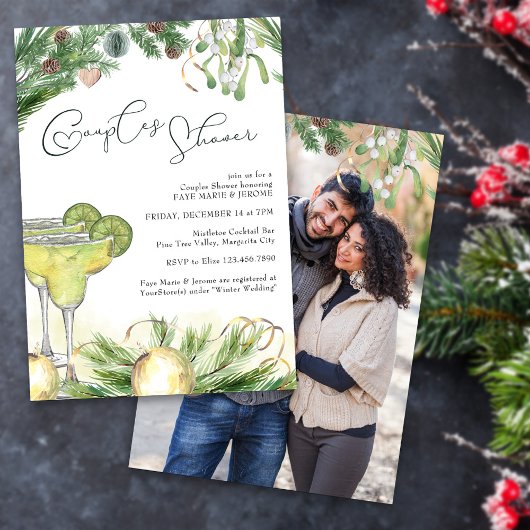 Invitation Couples d'hiver Douche Margarita Mistletoe Photo