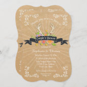Invitation Couples Douche Antler Fleur sauvage Starburst Rust (Devant / Derrière)