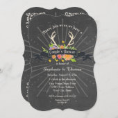 Invitation Couples Douche Antler Fleur sauvage Starburst Rust (Devant / Derrière)