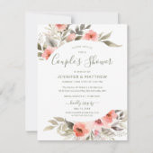 Invitation Couple's Douche Aquarelle Blush Rose Wreath (Devant)