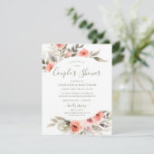 Invitation Couple's Douche Aquarelle Blush Rose Wreath (Debout devant)