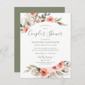 Invitation Couple's Douche Aquarelle Blush Rose Wreath (Devant / Derrière)