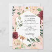 Invitation Couples Douche Aquarelle Corail Bleu Art Floral (Devant)