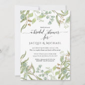 Invitation Couples Douche Aquarelle Eucalyptus Feuillage (Devant)
