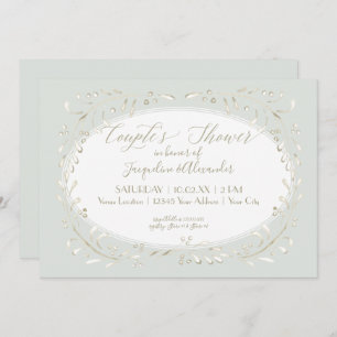Invitation Couples Douche Aquarelle moderne Branches Feuille