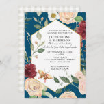 Invitation Couples Douche Aquarelle Peacock Blue Rose Floral<br><div class="desc">Bleu de paon foncé et riche avec une pointe de couleur turquoise et grise. COUPLE'S BRIDAL SHOWER INVITATION & PAPER PARTY SUITE. Cette oeuvre d'art est de l'aquarelle peinte à la main sur un arrière - plan de toile texturé fin. Le arrière - plan de l'envers est fait d'une fine...</div>