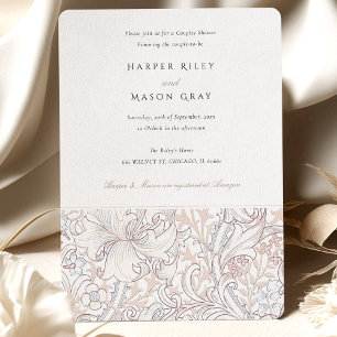 Invitation Couples Douche Classique Golden Lily Élégant Paste