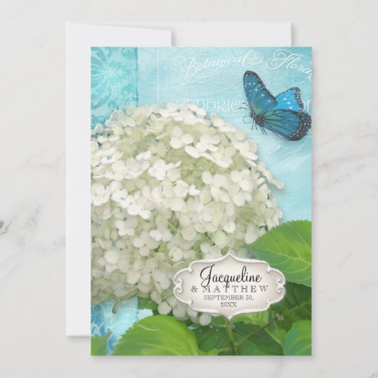 Invitation Couples Douche Damask Blanc Hydrangea Mariage (Dos)