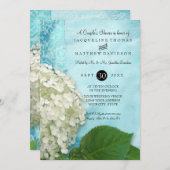 Invitation Couples Douche Damask Blanc Hydrangea Mariage (Devant / Derrière)