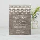 Invitation Couples Douche en bois rustique en bois dentelle T (Debout devant)