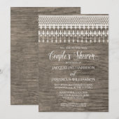Invitation Couples Douche en bois rustique en bois dentelle T (Devant / Derrière)