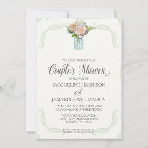 Invitation Couples Douche en bois rustique en bois dentelle T
