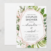 Invitation Couples Douche Eucalyptus Verdure géométrique (Devant / Derrière)