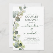 Invitation Couples Douche Eucalyptus Vert Élégant (Devant)