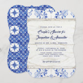 Invitation Couples Douche Ferme Marine Kraft Bois Rustique (Devant / Derrière)