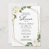 Invitation Couples Douche Géométrique Flore Vert (Devant)