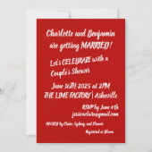 Invitation Couples Douche Gras Rouge Jouer Typographie Amusan (Devant)