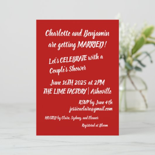 Invitation Couples Douche Gras Rouge Jouer Typographie Amusan (Debout devant)