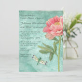Invitation Couples Douche Jolie Peony Flowers sur libellule (Debout devant)
