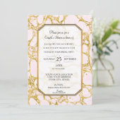 Invitation Couples Douche Marbré Rose en marbre or rose (Debout devant)